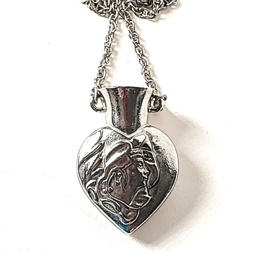 ART NOUVEAU STYLE POSEY FLOWER VASE NECKLACE with 30" ROPE CHAIN